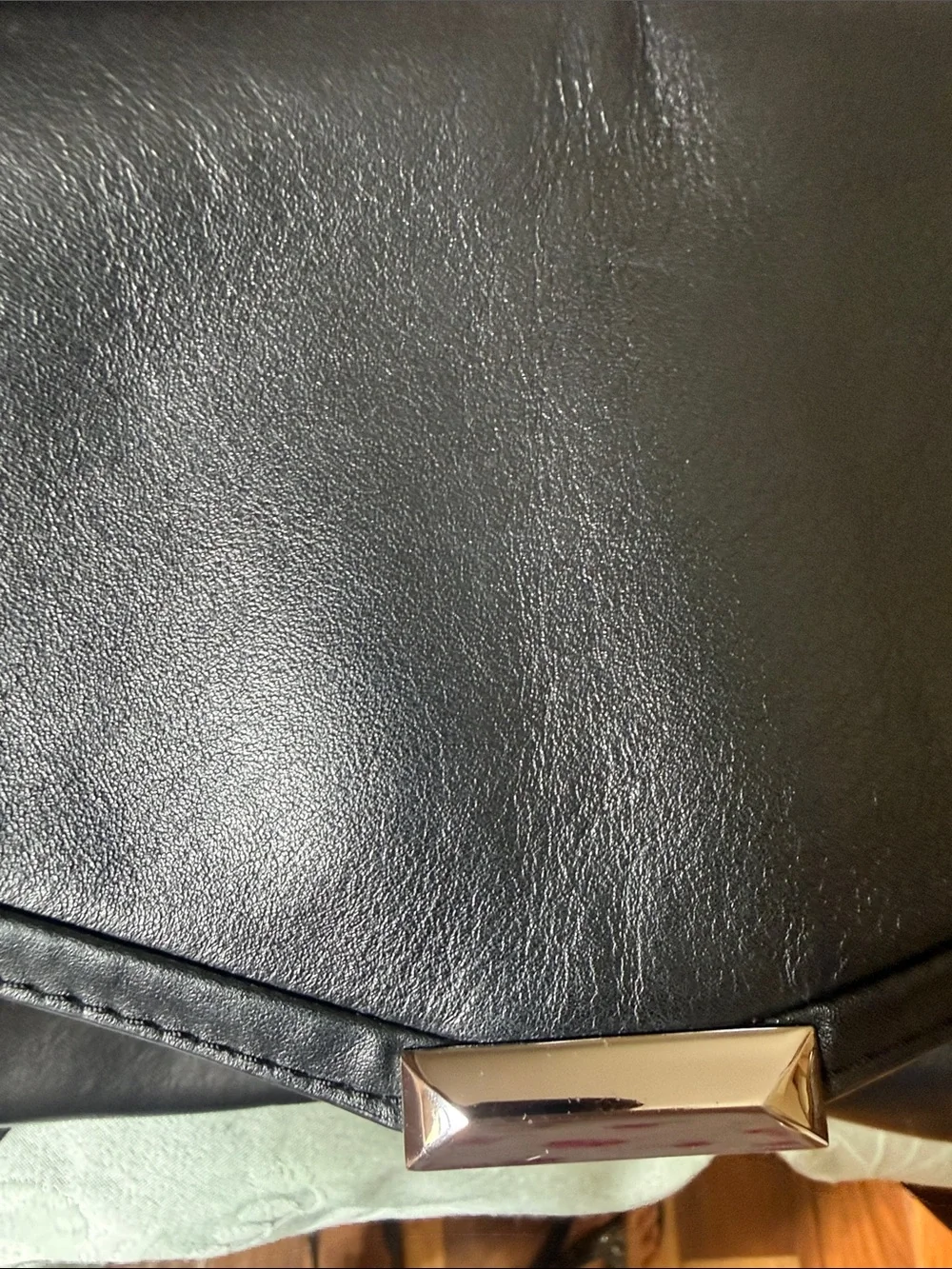 Michael Kors Black Leather Satchel with Silver-Tone Lock